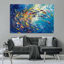 Colorful Swirling Fish School Wall Art Canvas Print |