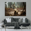 Jesus Running After a Lost Lamb Canvas Wall Art Print