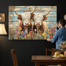 Cute Highland Cow Canvas Wall Art - Rustic Farmhouse Decor