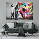 Banksy Print - Street Art Canvas Wall Art - Kids Revealing