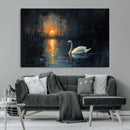 Abstract Swan on Water Wall Art Canvas Print - Elegant