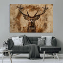 Wood Abstract Deer Wall Art | Rustic Wildlife Canvas Print |
