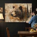 Rustic Grizzly Bear Wall Art, Abstract Grizzly 399 Bear Wall