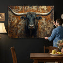 Longhorn Texas Cow Bull Wall Art | Rustic Farmhouse Canvas by MyGreatCanvas | Canvas Wall Art Prints | Photo Prints & Wall Decor