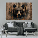 Rustic Grizzly 399 Wall Art | Triptych Canvas Print | Rustic