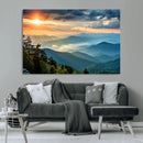 Sunrise Over Mountain Range Wall Art Canvas Print, Farmhouse