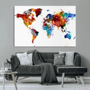 Colorful World Map Canvas Wall Art Print, Contemporary