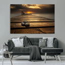 Stones on Wooden Pier at Sunset Canvas Print, Serene Coastal by MyGreatCanvas | Canvas Wall Art Prints | Photo Prints & Wall Decor