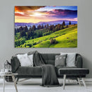 Green Hills and Sunset Wall Art Print - Scenic Landscape by MyGreatCanvas | Canvas Wall Art Prints | Photo Prints & Wall Decor