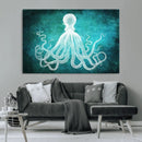 Green Octopus Abstract Wall Art Canvas Print