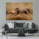 Large Wall Art Canvas Print – Two Running Brown Horses
