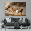 Large Wall Art 5 Horses Running on Sand Canvas Print