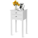 Side Table End Accent Table with 2 Drawers-White by LJGDeals