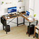 L-Shaped Corner Computer Desk with Storage Pocket | Wooden Home Office / Gaming by 2Dropme