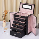6-Tier Large Jewelry Box Organizer with 5 Drawers and Mirror