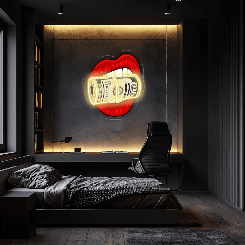 Kiss Dollars Plexiglass Neon Art, Dollars Neon Sign, Neon Light Sign, Neon Wall Art, Neon Sign, Neon Light Sign, Neon Gifts, Gamer Gifts