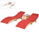 3 Pieces Folding Patio Eucalyptus Wood Lounge Chair Set with Foldable Side Table by LJGDeals