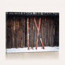 Vintage Ski Gear Canvas Print, Vintage Ski Gear Against
