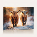 Scottish Highland Cow Horn Farm Wall Art Canvas Print