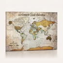 Personalized World Map Wall Art Canvas Print – Custom Push