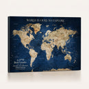 Framed Custom World Map Canvas Print - Deep Blue World Map