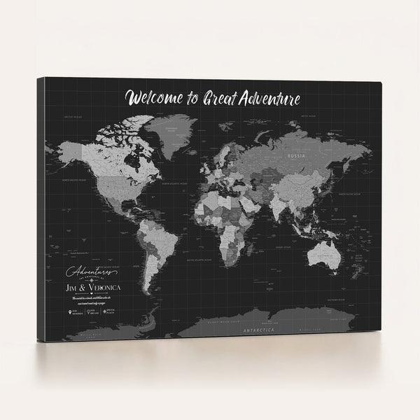Custom World Map Canvas with Pins – Custom Framed Push Pin Maps -