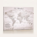 Personalized Vintage World Map Canvas Print – Custom Push