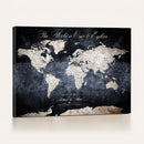 Custom Push Pin World Map Wall Canvas Print – Personalized