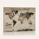 Custom Push Pin World Map Wall Canvas Print – Personalized