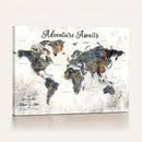 Custom Push Pin World Map Canvas Print – Framed Personalized