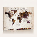 Personalized Push Pin World Map Canvas – Custom Framed