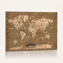 Custom Push Pin World Map Wall Art Canvas Print – Personalized Travel Tracker with Pins Framed Large for Home and Office Decor
