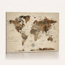 Vintage World Map Wall Art Canvas Print for Living Room,