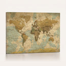 Vintage World Map Wall Art Canvas Print, Detailed World Map