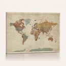 World Map Wall Art Canvas Print, Framed Rustic Atlas Art