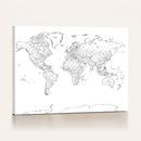 World Map Canvas Print – Framed Modern Detailed Map of the
