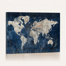 Large Blue World Map Wall Art Canvas Print for Home Office