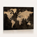Brown World Map Canvas Print – Modern Travel Map Wall Art,