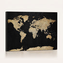 Beige World Map Canvas Wall Art Print, Minimal Black and