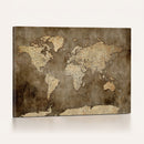 Dark Vintage World Map Canvas Wall Art Print, Antique Map