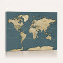 Minimal Vintage World Map Canvas Wall Art Print, Neutral