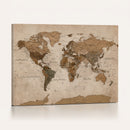 World Map Canvas Wall Art Print, Detailed Global Map Artwork