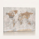 Detailed World Map Wall Art Canvas Print for Home and Office Decor