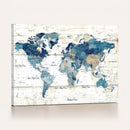 Watercolor World Map Canvas Wall Art Print – Abstract