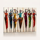 African Folk Art Canvas Wall Art, Colorful African Women Village Painting Print, Tribal Ethnic Home Decor, Vibrant African Art, Living Room