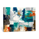 Blue Teal Abstract Canvas Wall Art, Modern Textured Painting Print, Navy Orange White Contemporary Art, Neutral Living Room Decor, Office Art by MyGreatCanvas | Canvas Wall Art Prints | Photo Prints & Wall Decor