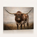 Texas Longhorn Wall Art Canvas Print – Brown Horned Bull