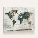 Personalized Push Pin World Map Canvas Print – Custom Framed