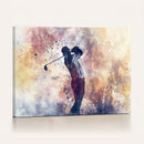 Abstract Watercolor Golf Player Wall Art Canvas Print