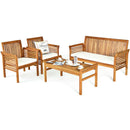 4 Pieces Outdoor Acacia Wood Sofa Furniture Set by LJGDeals